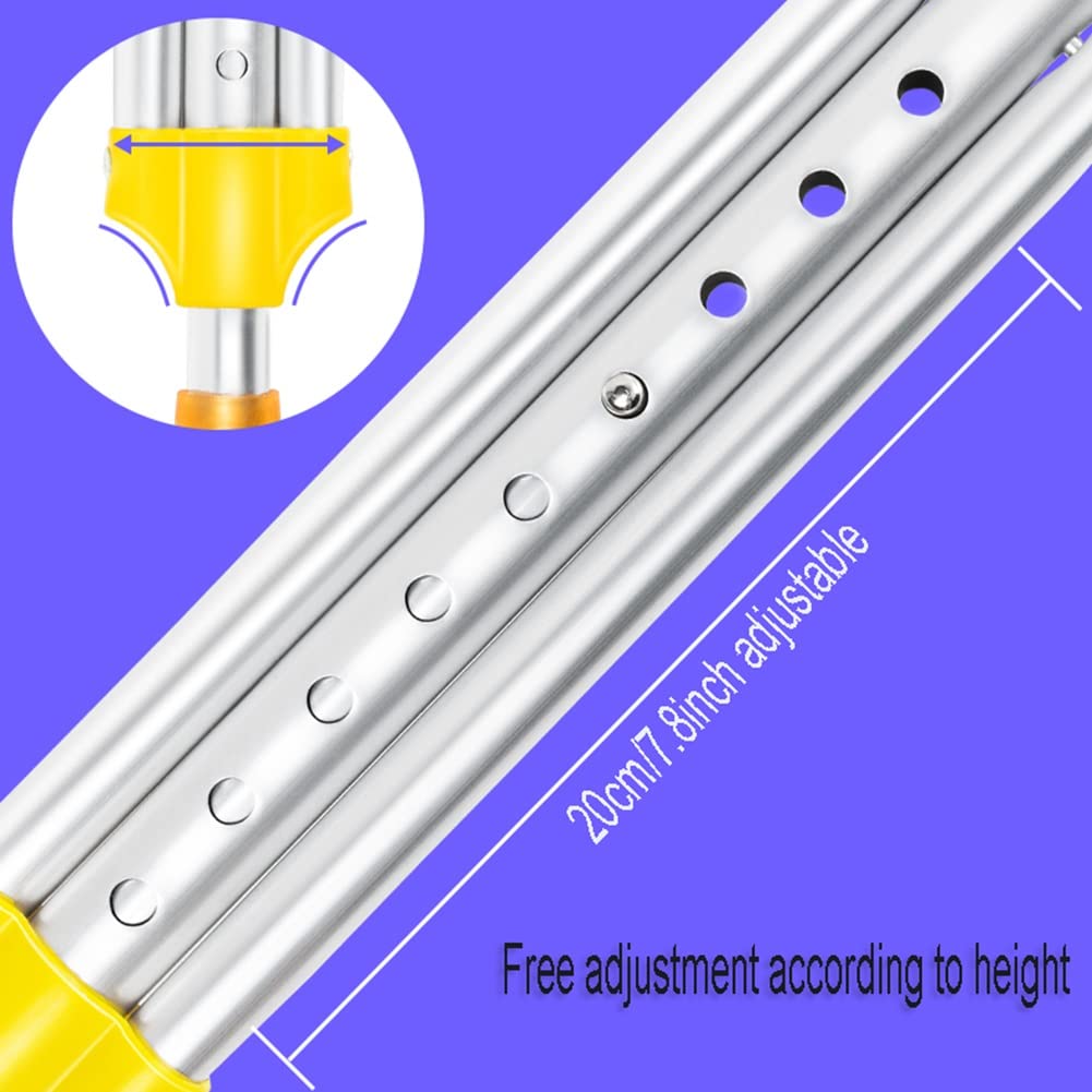 Dziecięce Kule do Chodzenia, Lekkie Kule Pod Pachą, Stosowana Wysokość 115-135cm, z Miękką Rączką, żółty, 1 Para