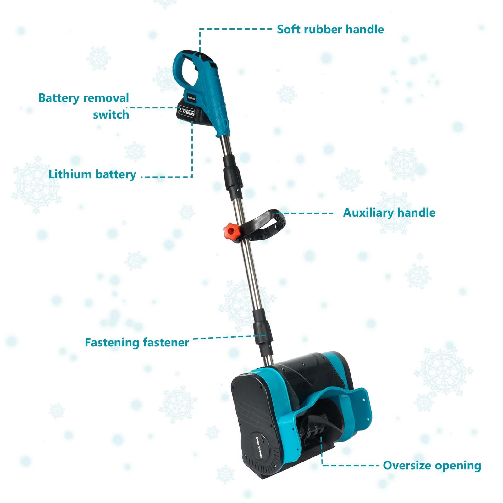 Schneefräse Akku, 900W Elektrischer Schneeschieber mit 2X 3000mAh Akku, 35CM Schneefreiheitsbreite, 15CM Schneetiefe, 7M Wurfweite, Faltbare Aufbewahrung