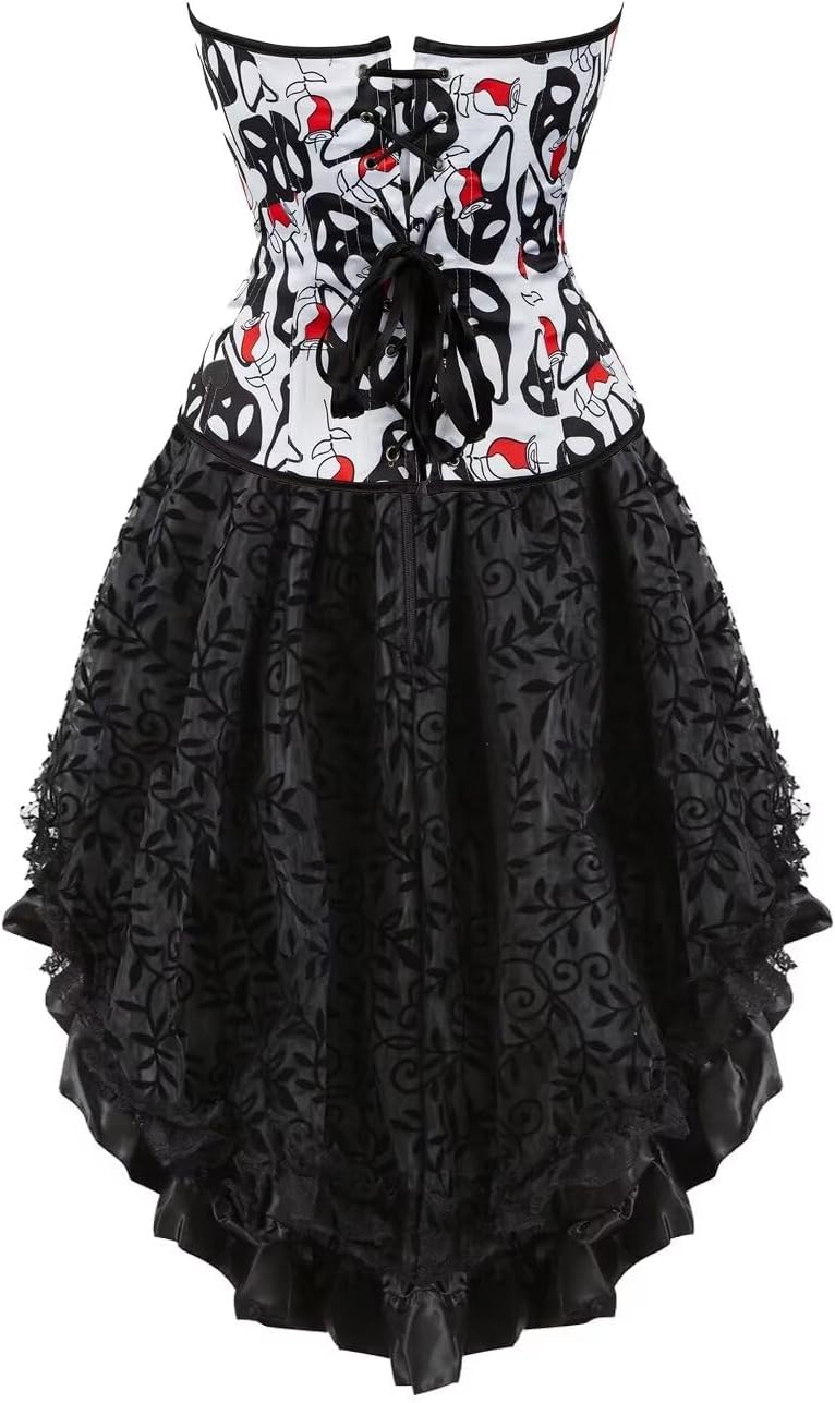 Corset Dress Plus Size Masquerade Gothic Brocade Lace Gothic Bustier Skirt Set Costume