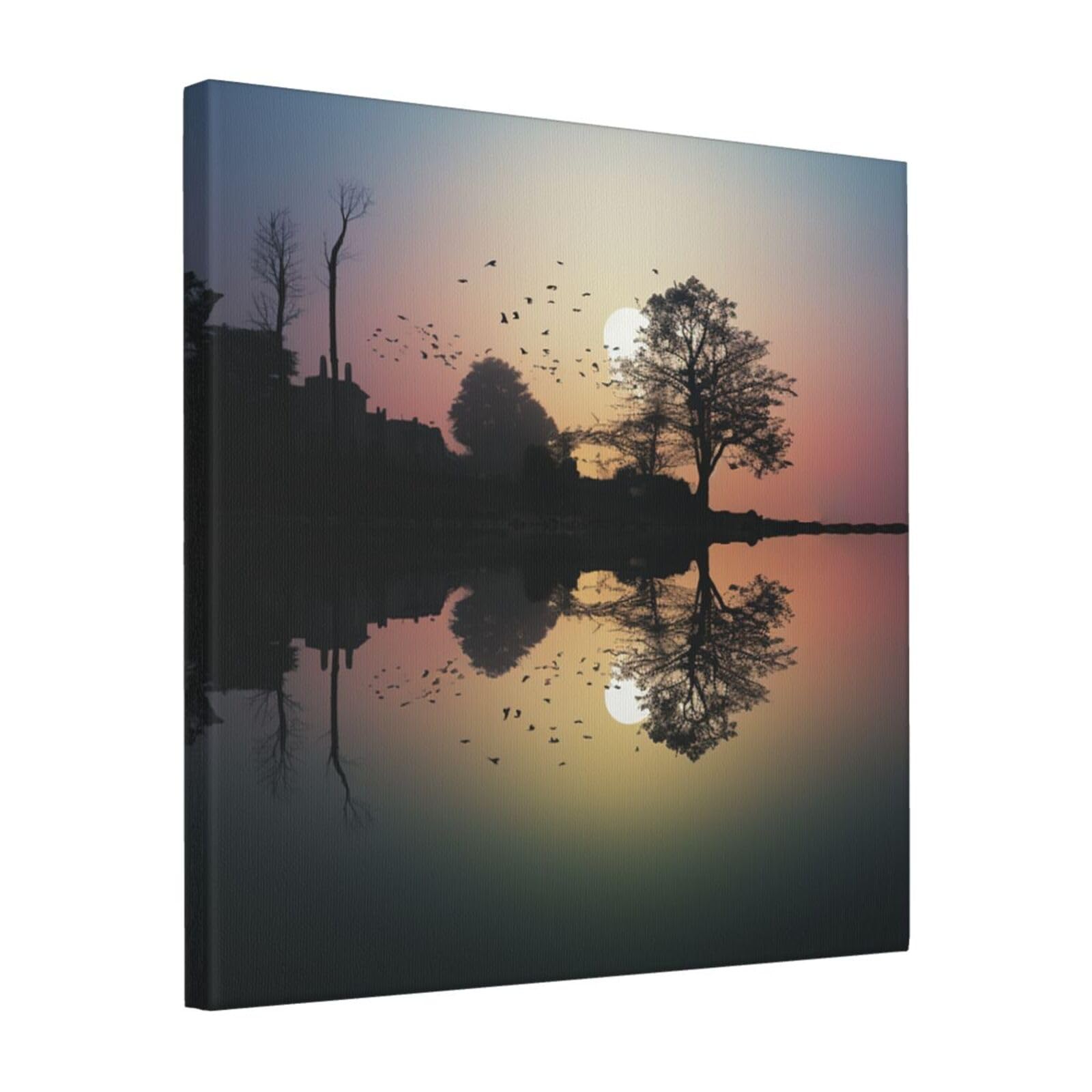 FodPand Reflection Guitar Canvas Wall Art for Living Room Wall Decor 16"x16" Modern Artwork Painting Pictures Hanging Canvas Prints Aesthetic Wall Art for Bedroom Bathroom Office Wallart Decor