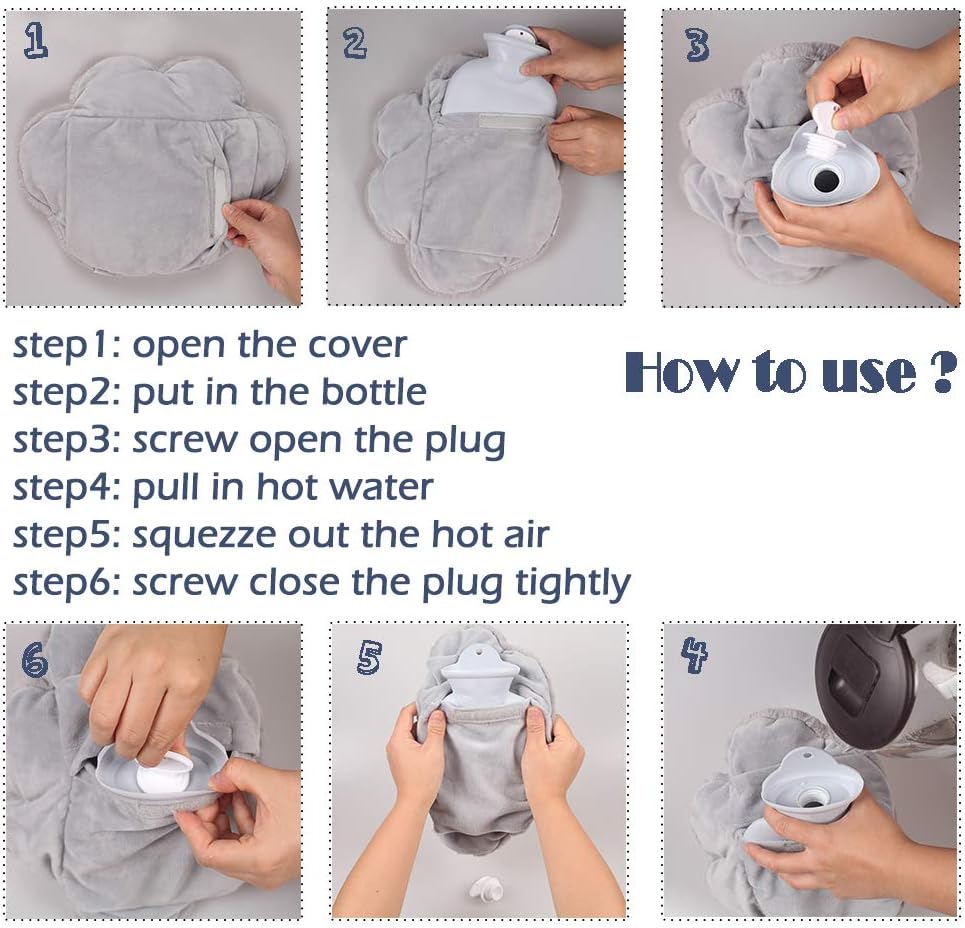 CHDN Rubber Hot Water Bottles Pain Relief with Cute Faux Fur Cover : Health & Household