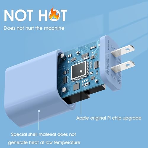 Vista 72 de iGENJUN Cargador USB C de 20 W, certificado MFi para iPhone 15, 14, 13, 12, cargador rápido, compacto PD 3.0, bloque de cargador de pared, lila