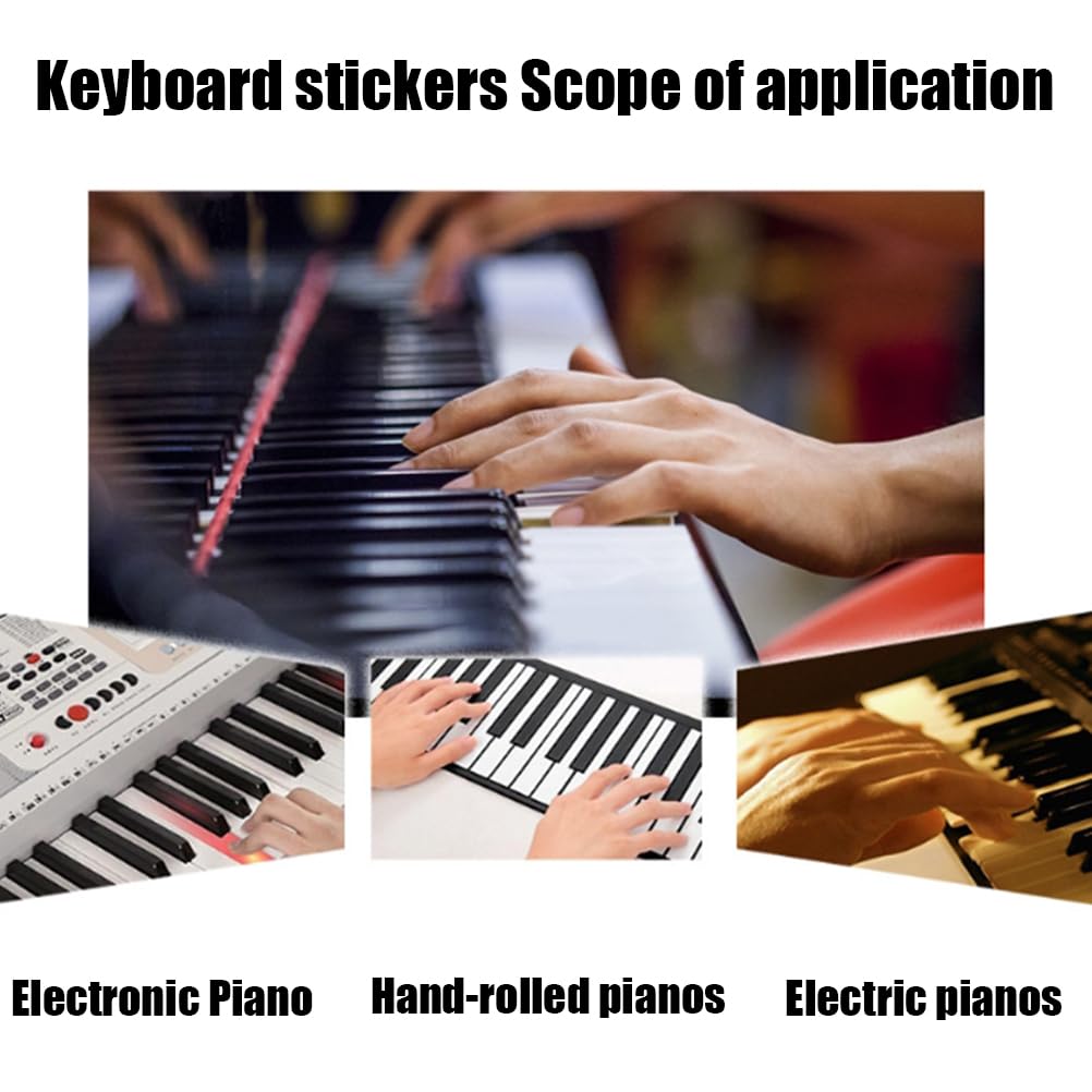 Klavier Keyboard Noten Aufkleber für 88/76/61/54/49/37 Tasten Farbige Klavieraufkleber für Keyboards Piano Kinder Lernen Anfänger