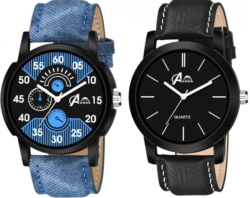 Acnos Polyurethane Analog Watch For Men Combo Pack Of 2 Blue And Black Dial Formal Design, Blue Band (B0CXN16DTR) Amazon Price History, Amazon Price Tracker