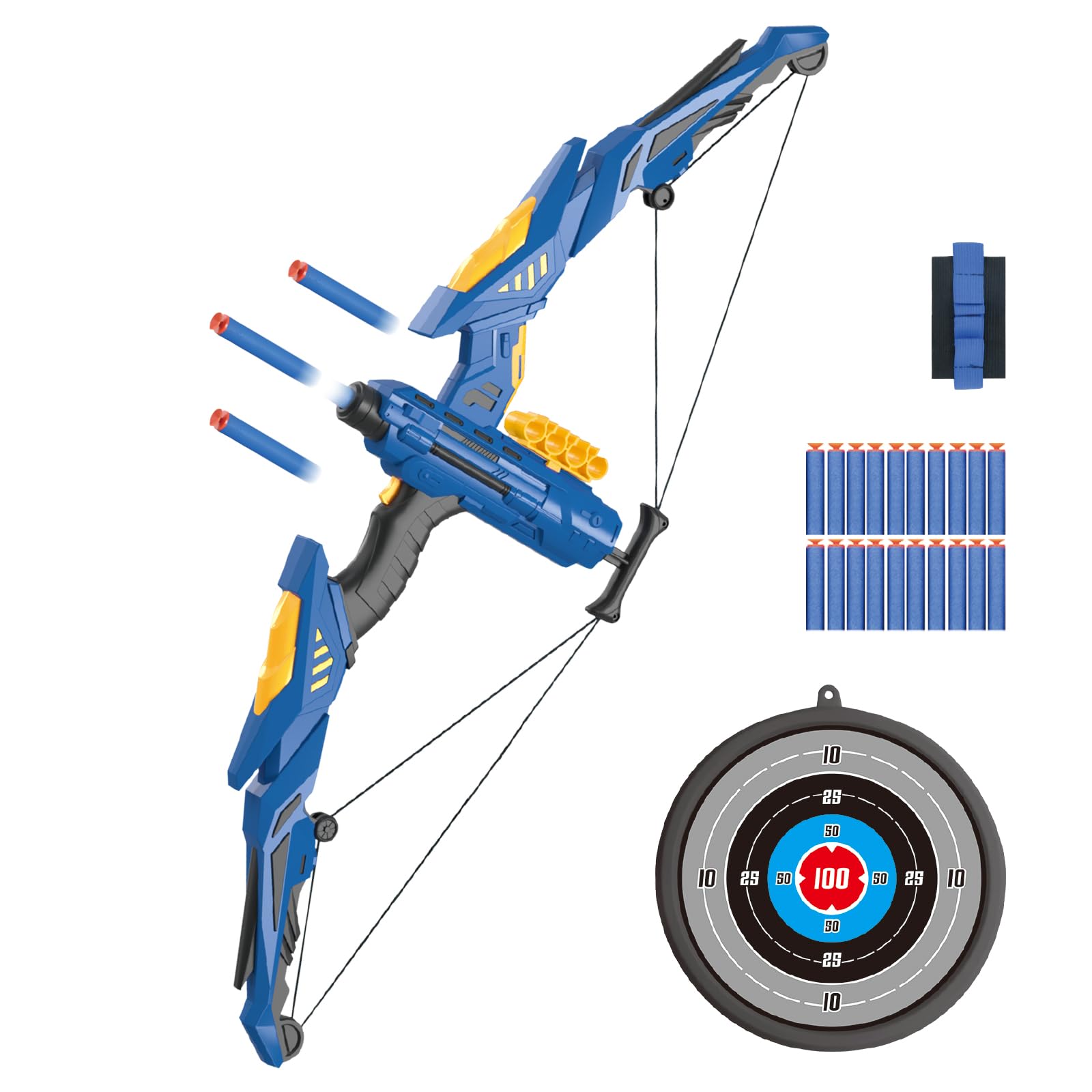 RedCrab Arc et Flèche pour Enfants, Kit de Tir à l'arc pour Enfants avec Cibles et 20 Fléchettes en Mousse à Ventouse, Intérieur et Extérieur Jouets Cadeaux pour Enfants 4 5 6 7 8 Ans (Bleu)