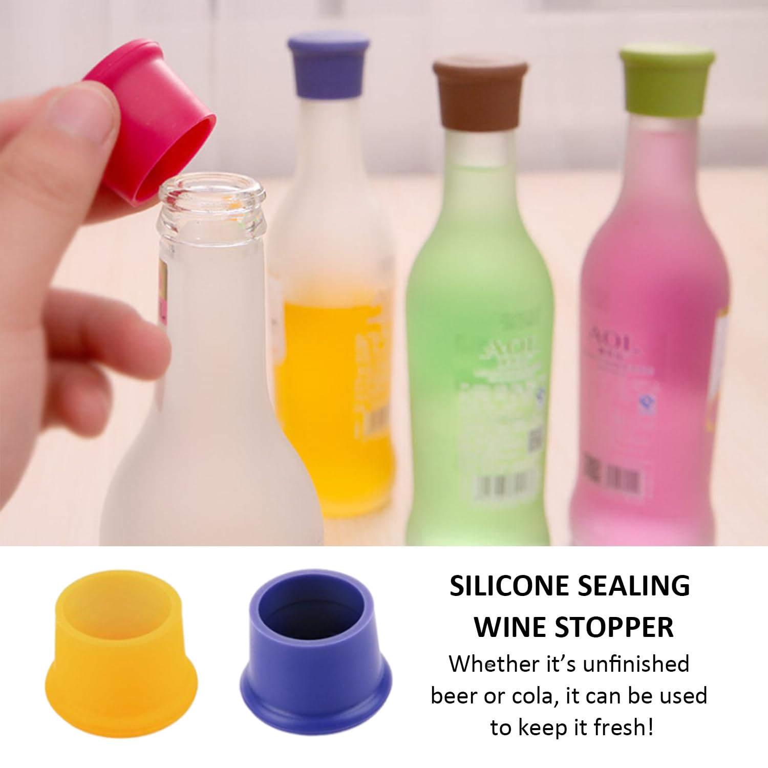 Bouchin Vin 10 Bouchons De Vin Réutilisables HDGSAFD - Silicone Étanche - 5 Couleurs - Conservation Vin Et Boissons Bouchon De Bouteille De Vin