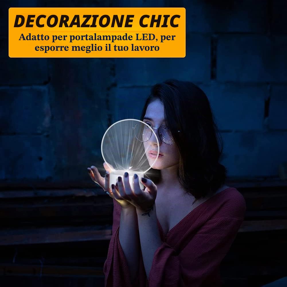 Base per Lampada un Luce Notturna un LED 3D da 12 Pezzi + + USB, Espositore per Esposizione di Luci un 16 Colori per Bianca Acrilico