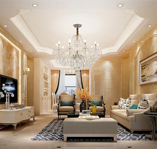 Miniatura 8 de Candelabro de cristal K9, 10 luces E12, lámpara colgante de cristal para comedor, sala de estar, dormitorio, luces de techo de cristal de 32