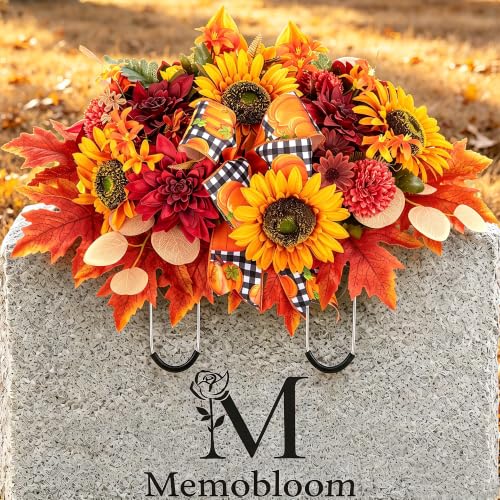 Memobloom Fall Grave Decorations for Cemetery, Headstone Flower Saddle