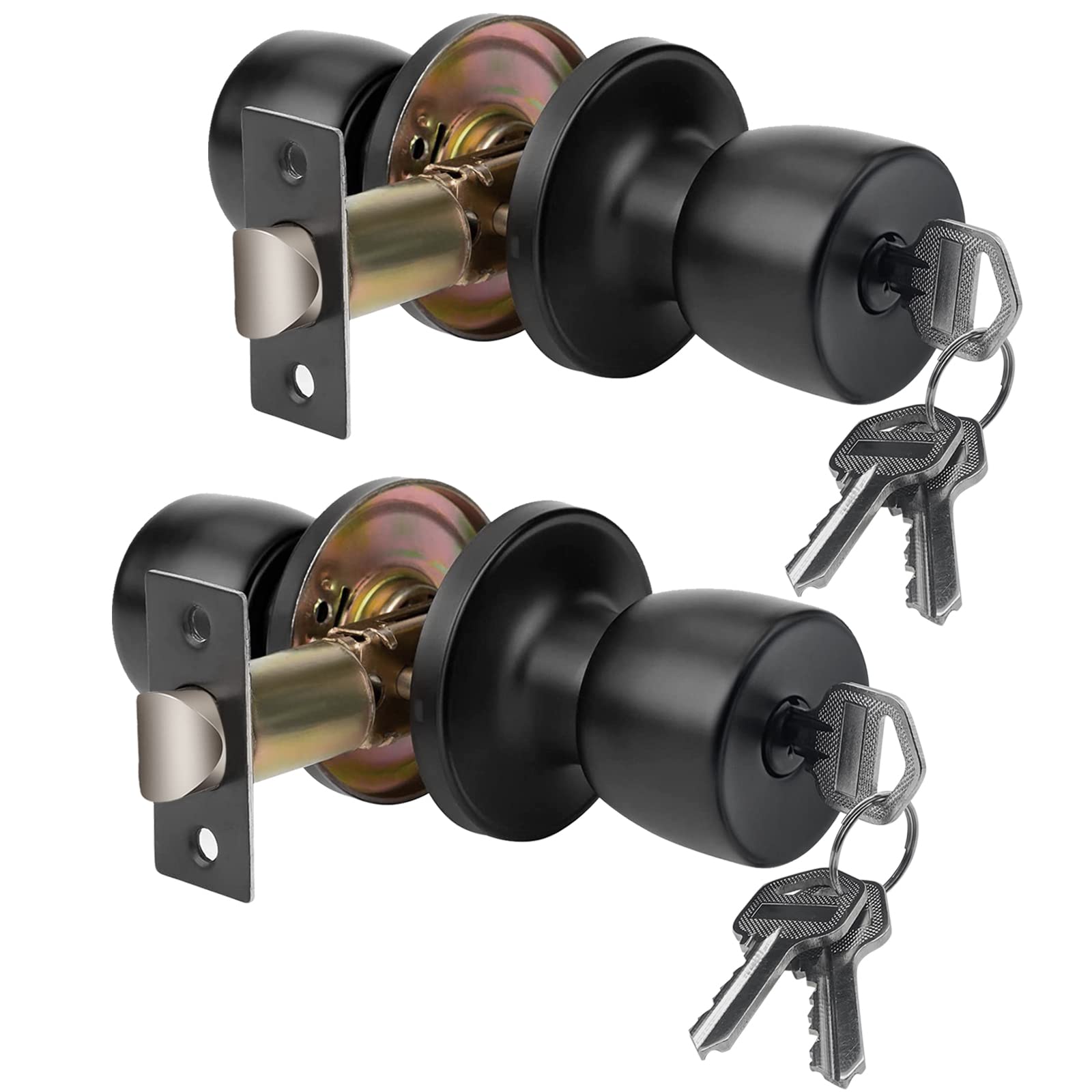 Stainless Satin Nickel Door Knobs with Lock - 2 Pack -12
