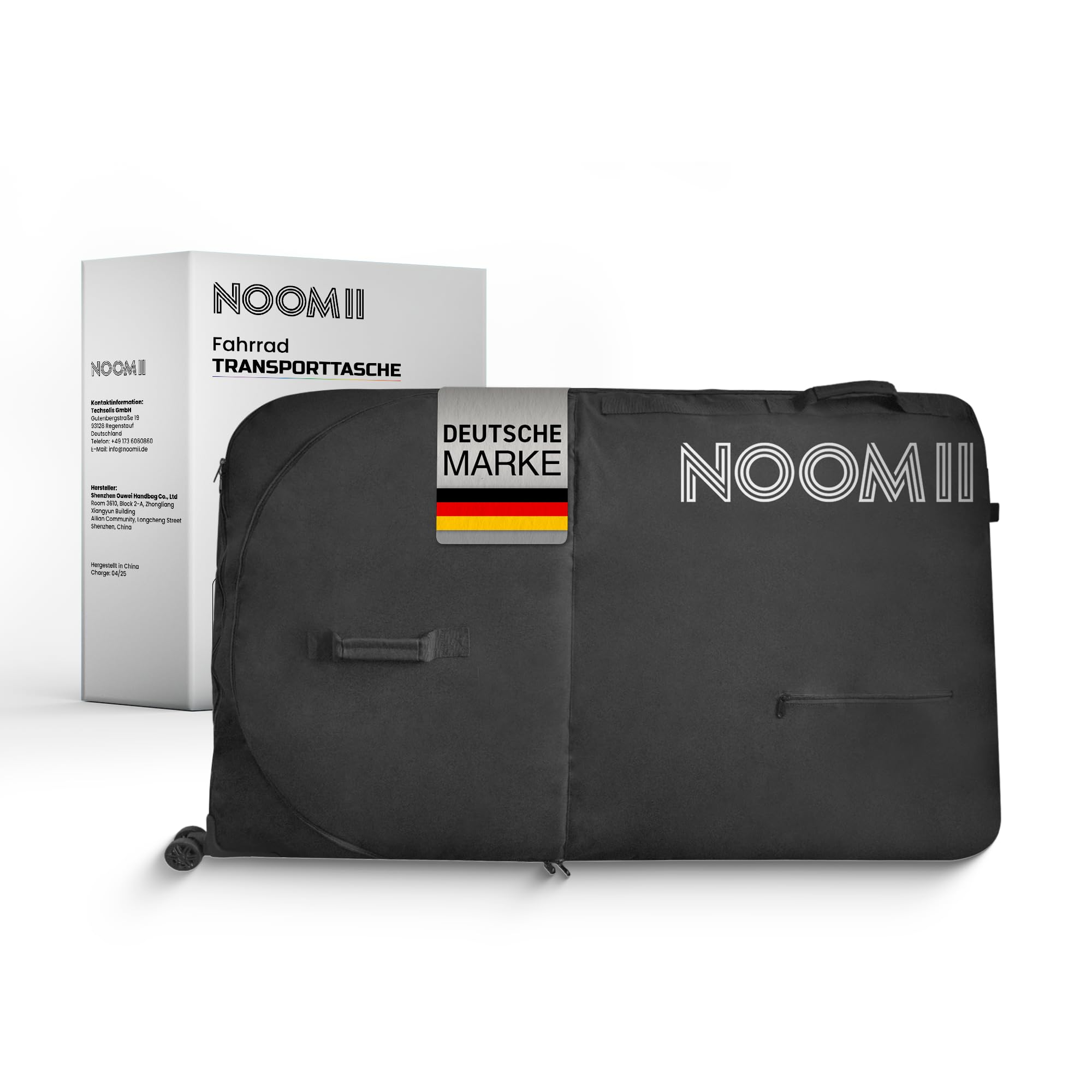 NooMii Fahrrad Transporttasche 128 x 78 x 25 cm | Wasserdichter Fahrradkoffer mit verstärkten Reißverschlüssen | Fahrradtasche-Rucksack mit Handgriff & Rollen | Für verschiedene Fahrradgrößen