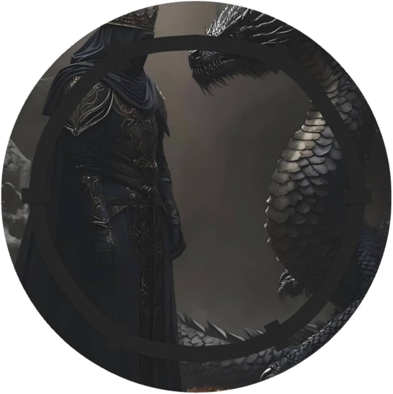Medieval Knight And Dragon Pattern Foldable Camping Tote Bag Picnic Blanket Bag Portable Beach Mat Tote Waterproof Outdoor Picnic Mat Carry Bag