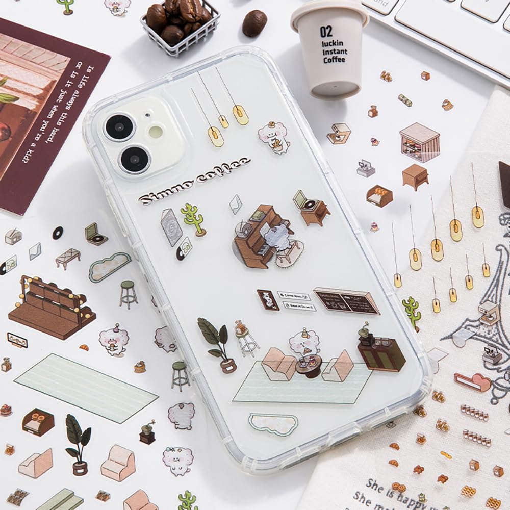 Autocollants 3D Maison Miniature pour Scrapbooking, 5 Sets Stickers Décoratifs DIY, Des Gommettes Autocollante qui Soulage le Stress et Améliore la Concentration, pour Enfants/Adultes (avec Pincette)