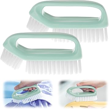 2 Pack Scrub Brush for Cleaning Scrubbing Heavy Duty Stiff Nylon Bristles Cleaning Brush Multi-Purpose Green-2
