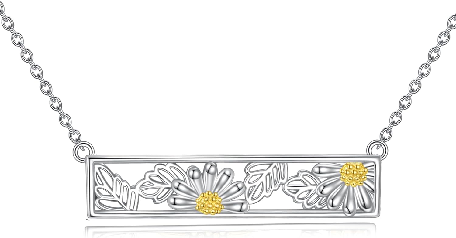 POPLYKE Flower Pendant Necklace for Women Sterling Silver Leaf Floral Jewelry Gifts for Women Mom Wife