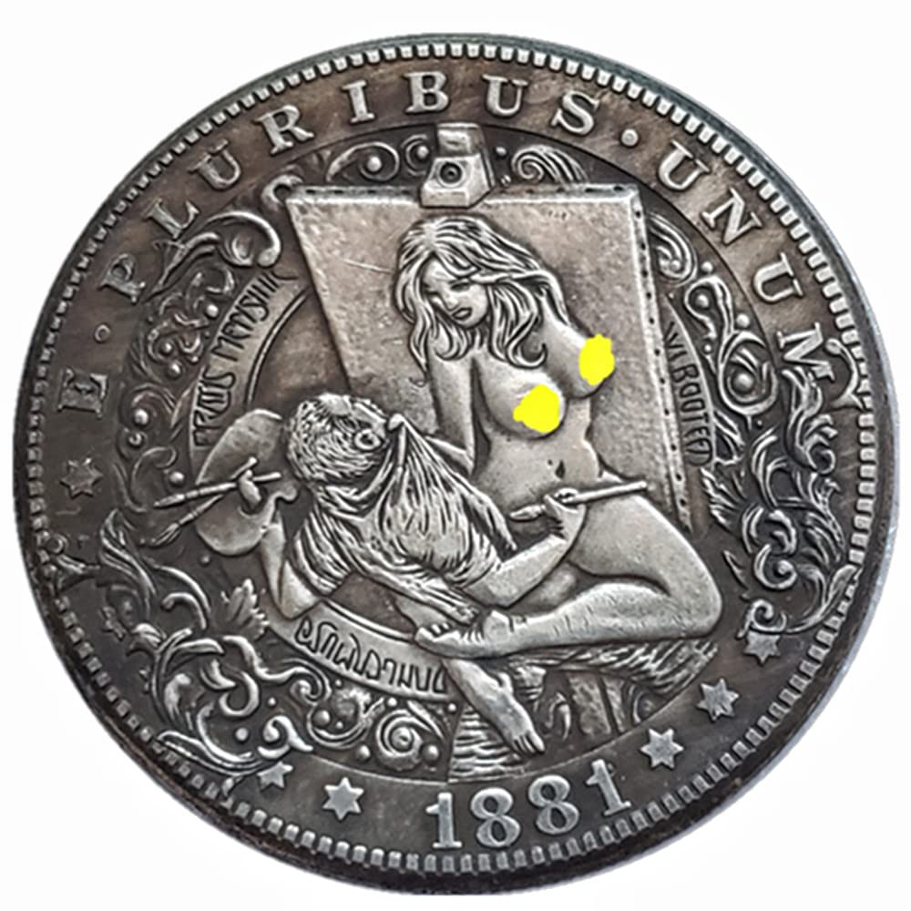 US Painter and Crazy Girl Copy Antique Collection Hobo Coin Commemorative Toy,Protective Case Included