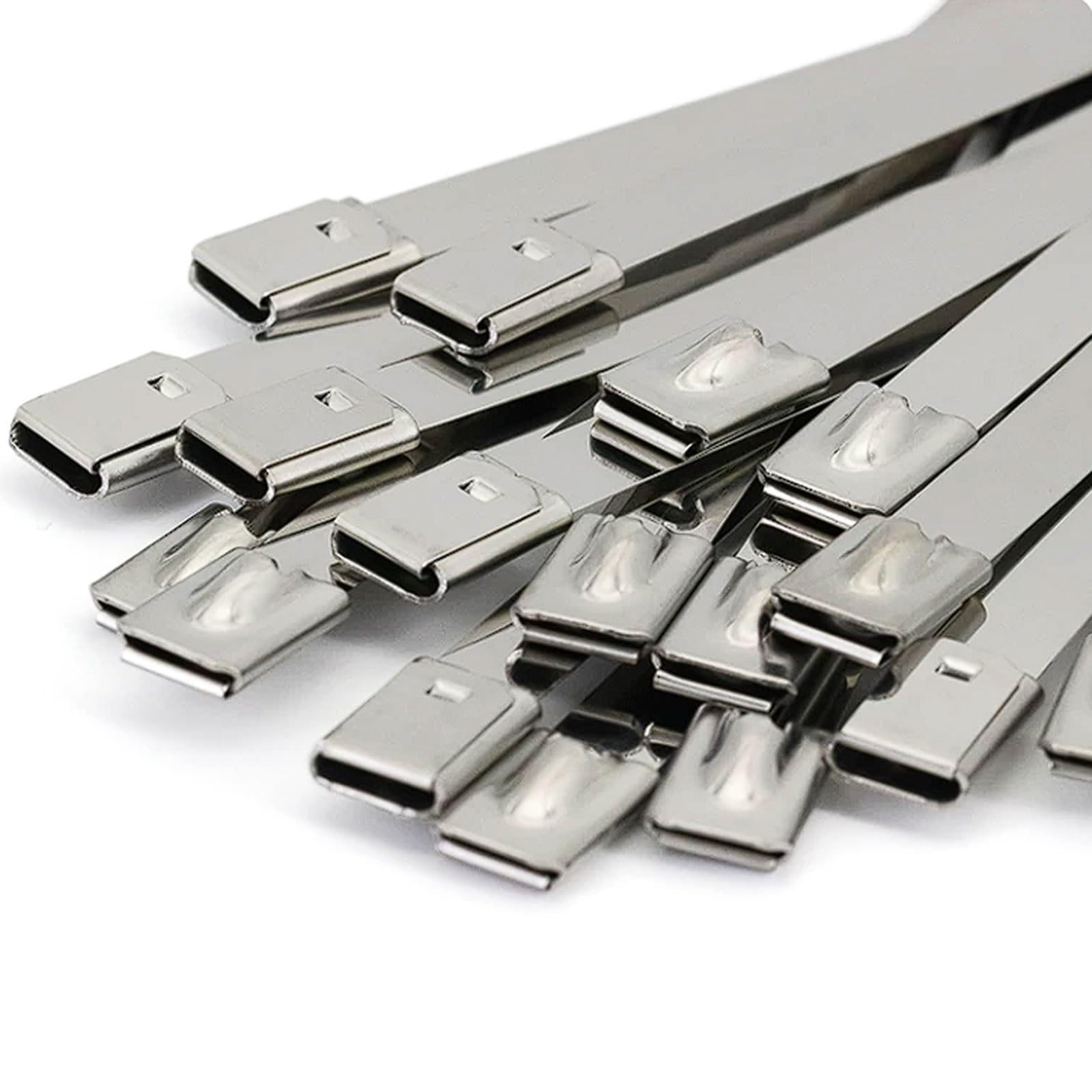 100 pezzi di fascetta autobloccante larghezza 12mm in acciaio inox 304 con fibbia resistente e tenditore a filo metallico per lunghezze 150-350mm Fibbia di fissaggio(12 * 150mm)