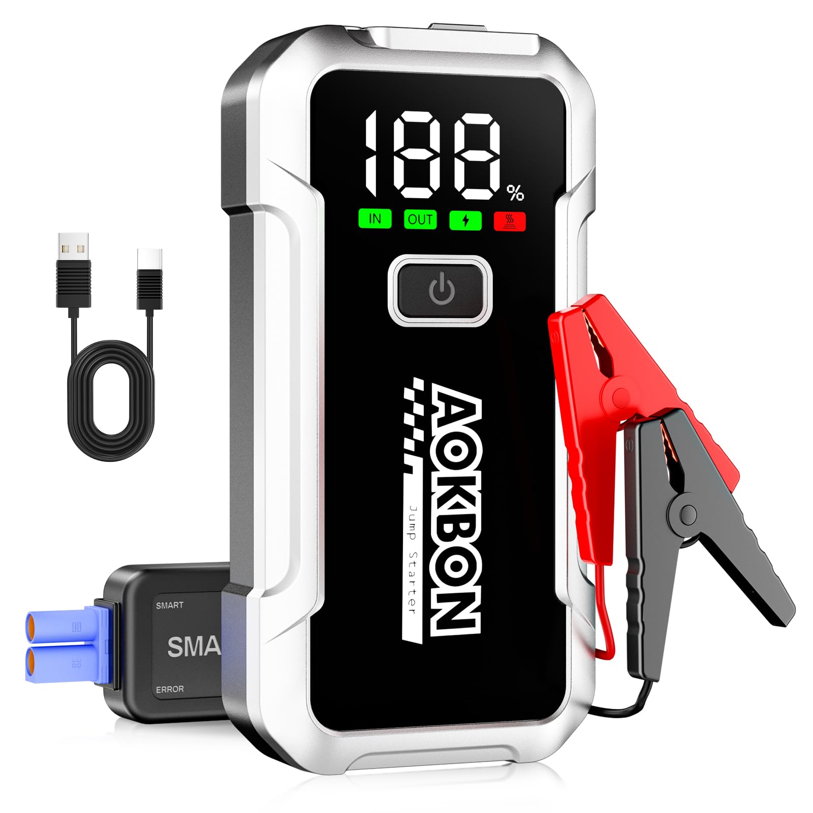 Avviatore Batteria Auto 7000A Avviatore di Emergenza per Auto Moto Fino All Ges 10,0L Diesel 12V Starter Batteria Portatile con Torcia a LED