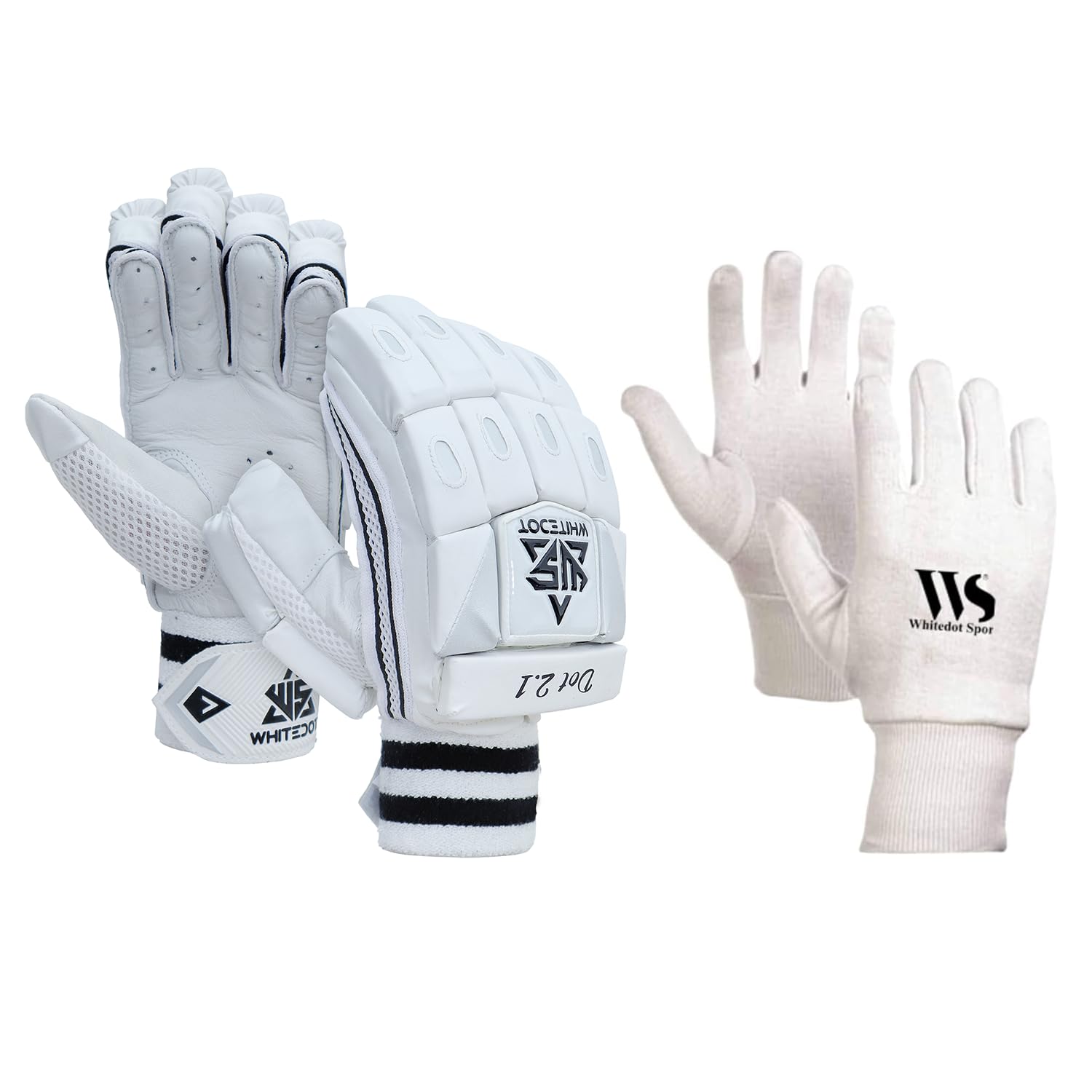 Whitedot Dot 2.1 Cricket Batting Gloves with Full Finger Inner Gloves Suitable for Mens/Adult/Large-image-47