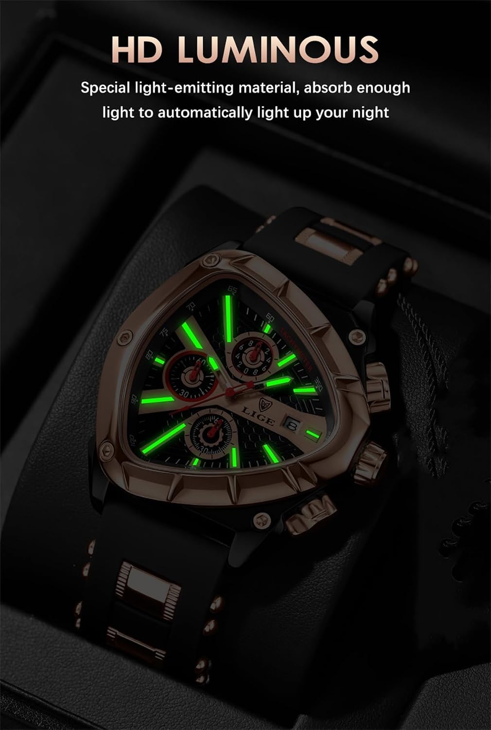 Algasan LIGE89103 Triangle Watch with luminous display active in the dark