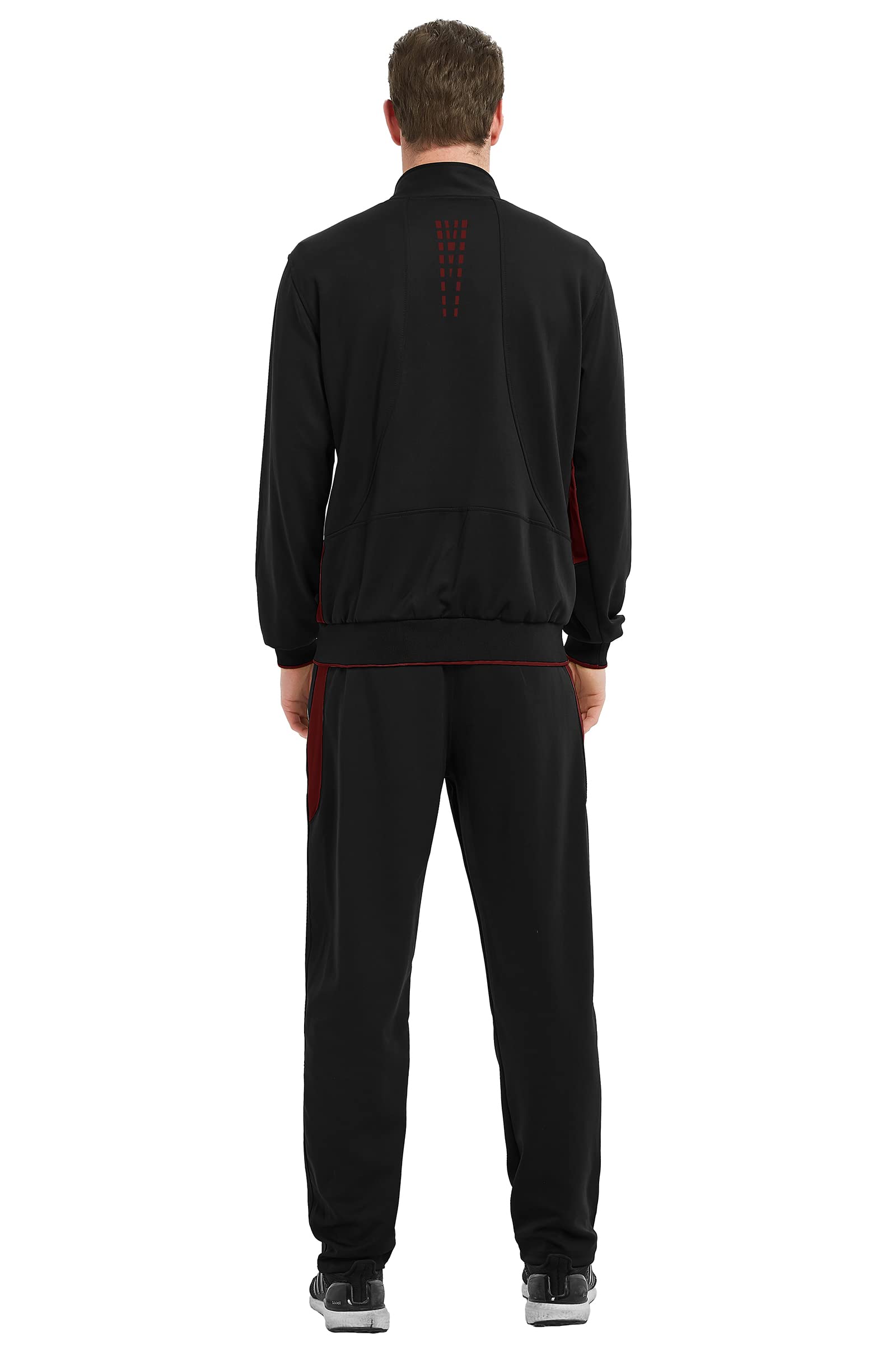 Rdruko Conjuntos de chándal para hombre, chaqueta deportiva con cremallera completa, casual, con cordón elástico, 2 piezas con bolsillos con cremallera