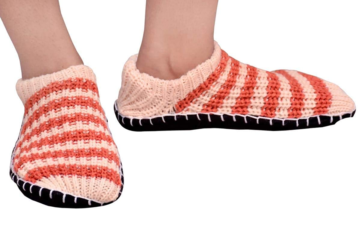 BRATS N BEAUTY® Women/Ladies/Girl Multi Color Striped Warm Winter Slipper Socks, Knitted Booti, Room Socks, Anti slip Socks 1 Pair Any Color For Shoes Size 5 - Image 4 thumbnail