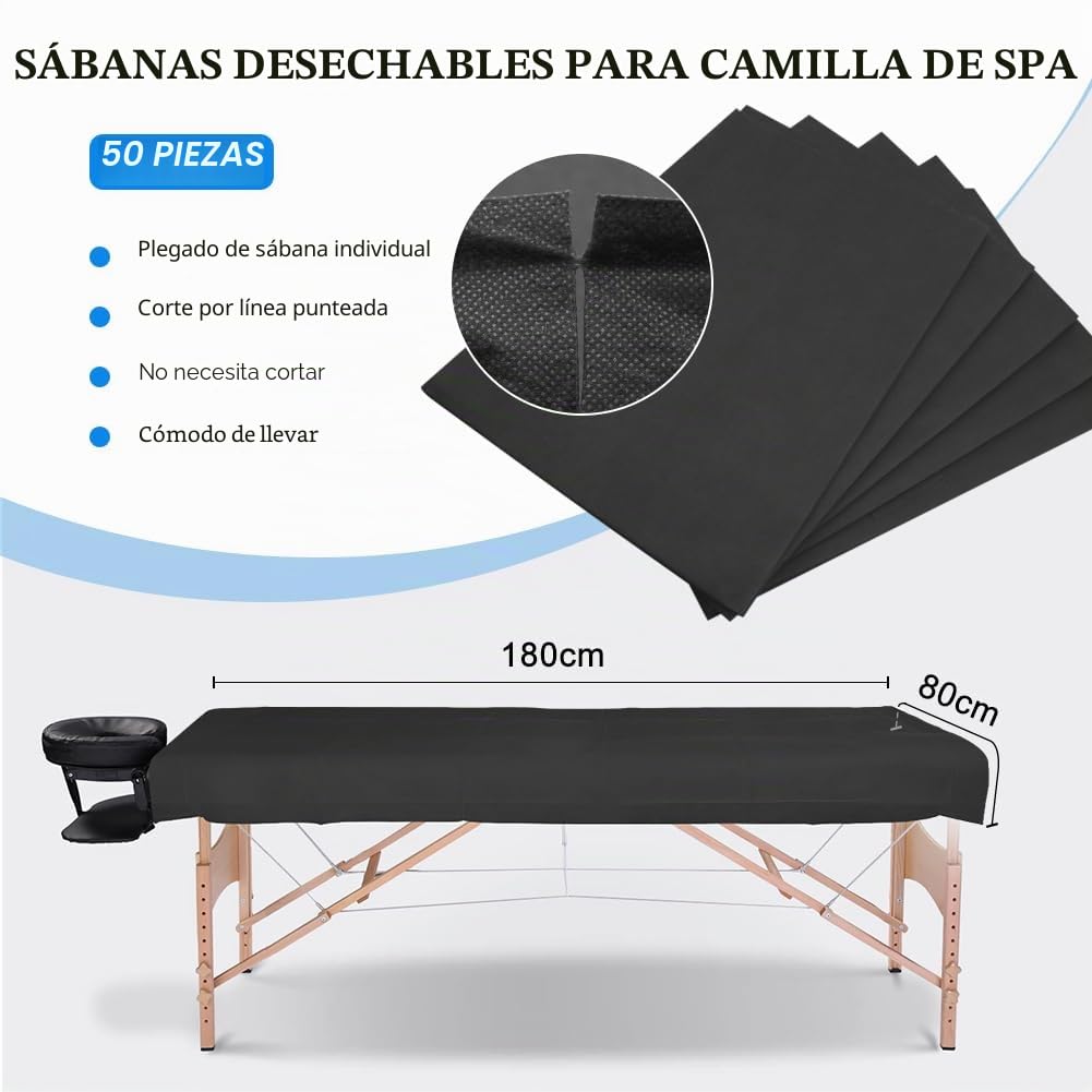 50PCS Sábanas Desechables, 80 x 180cm Sábanas Desechables para Camillas, Sábana de Camilla Desechable Sábanas Desechables no Tejidas para Masajes, Belleza, SPA