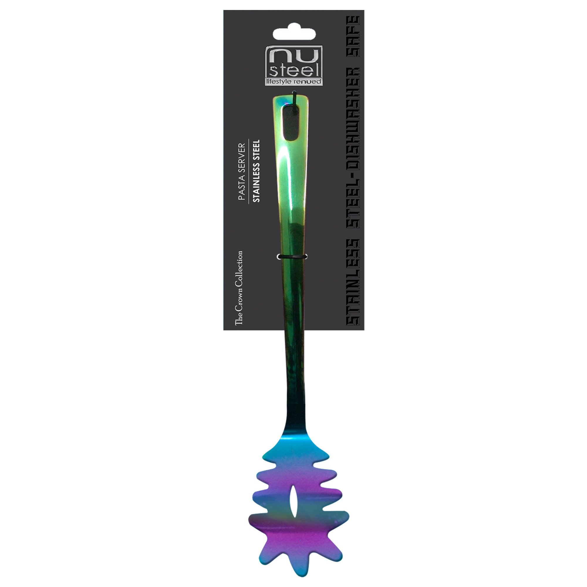 nu steel 1.8 mm Crown Pasta Server, Rainbow