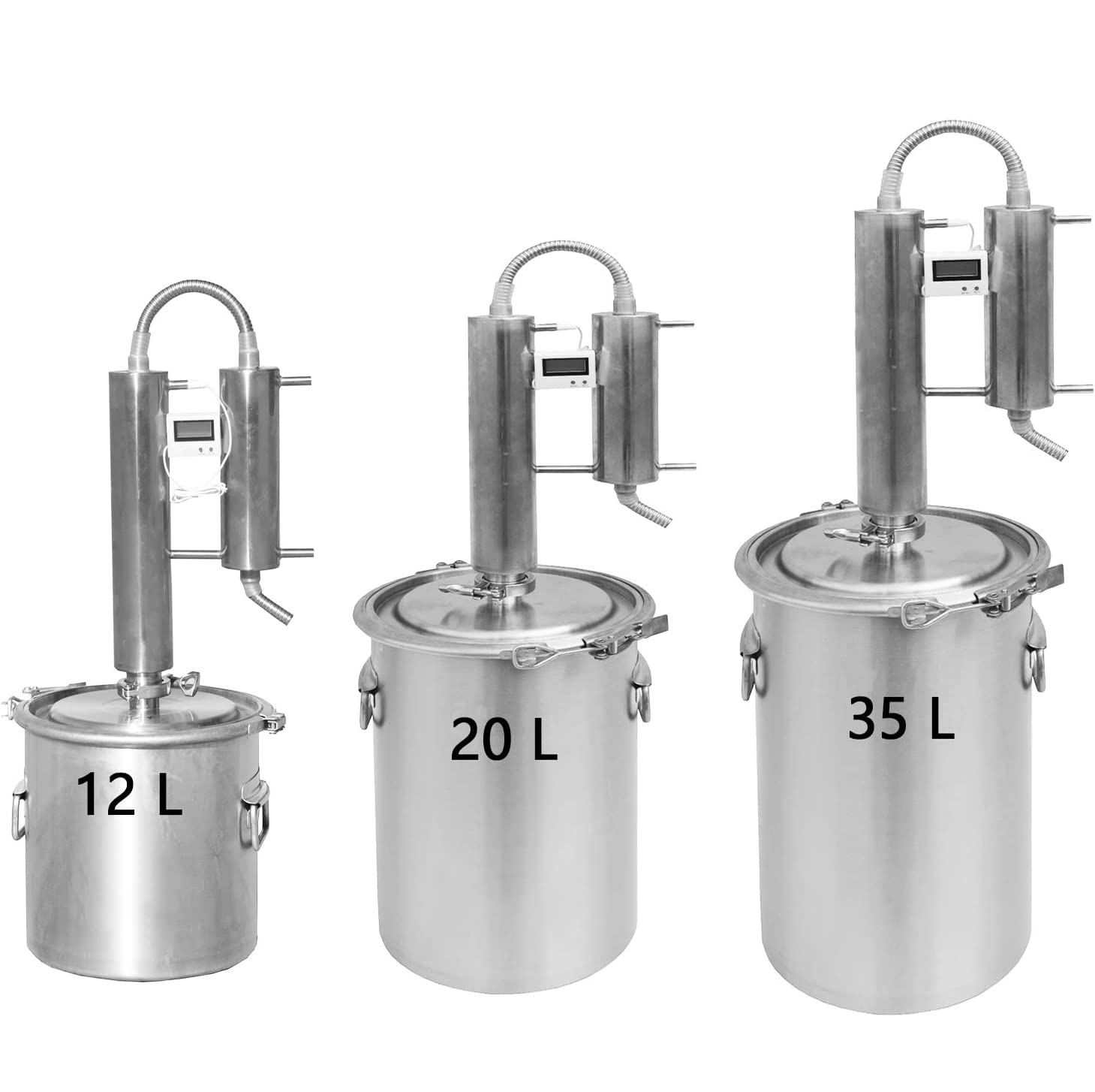 12 ~ 35 L Home DIY destilador Moonshine acero inoxidable Agua Rosa destilación Aceite Brew Kits Termómetro Digital (35 L, 316 Inoxidable)