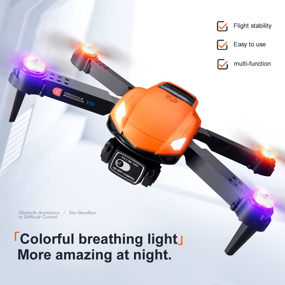 Droni Pieghevoli con Videocamera HD 4K per Adulti, Video Live FPV WiFi Quadricottero RC, Mantenimento Dell'altitudine, modalità Senza Testa, Decollo con Una Chiave per Bambini O Principianti