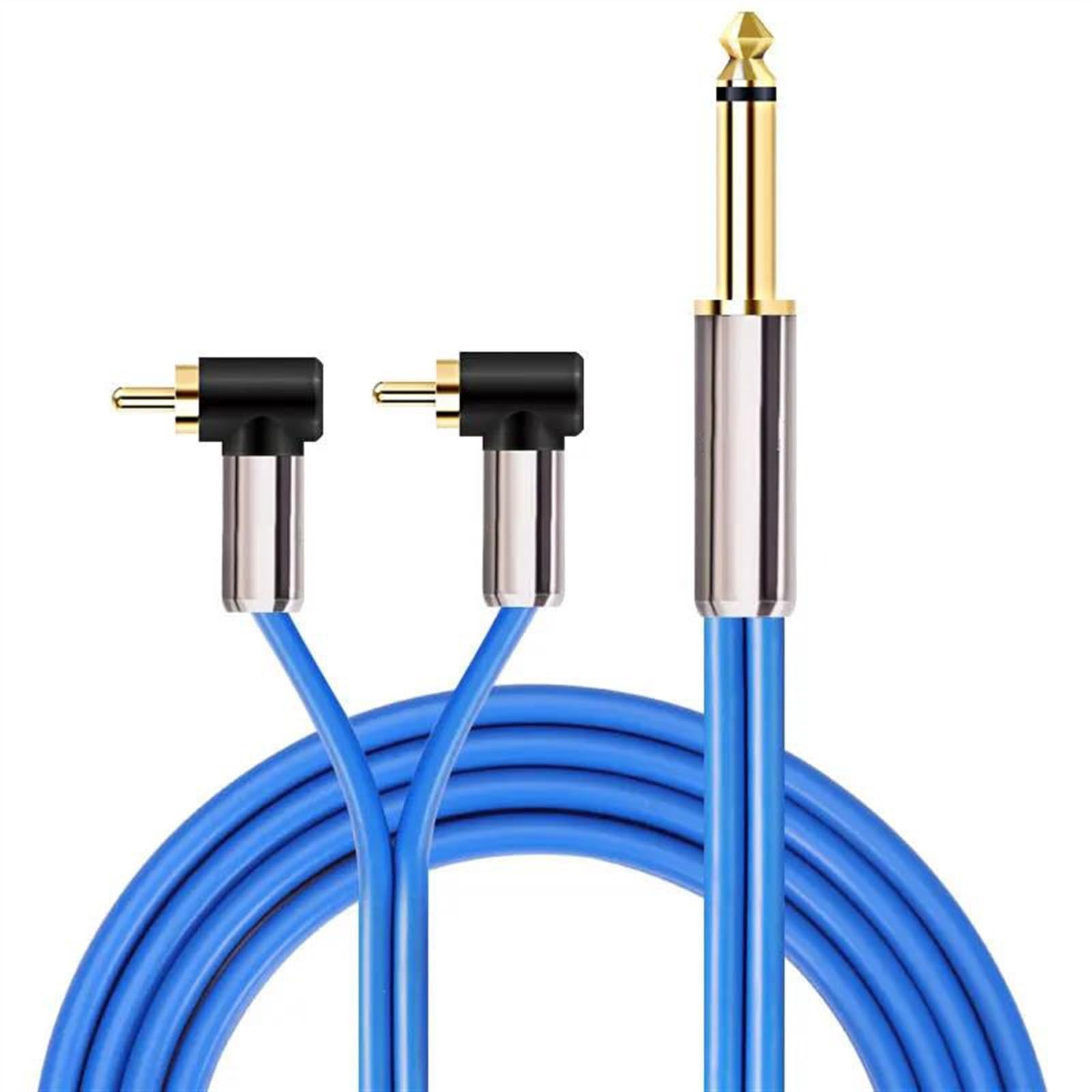 Cables para instrumentos Cable De Premium TS Jack 1/4" A 2 RCA Para Caja De Resonancia De Guitarra Cable Blindado De 6,35 A RCA Dual(Other,5meter)