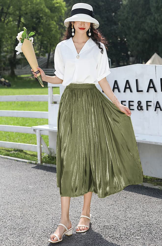 Amazon.co.jp: 光沢シアスカート ロングスカート 無地フレアスカート  