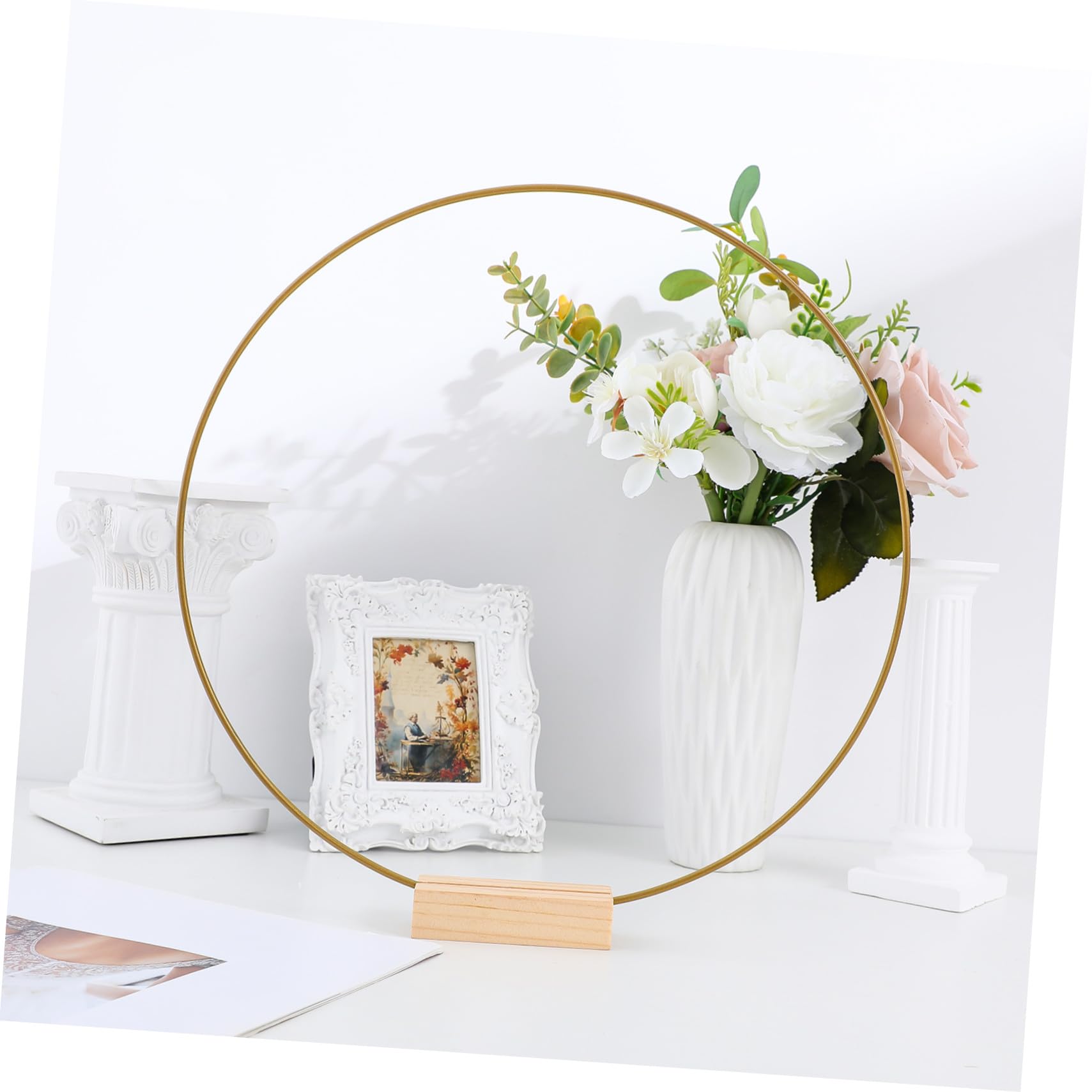 Homoyoyo 10 Aros de Metal para Macramé con Base, Diseño Artesanal y Fácil Instalación, Ideales para Decoración de Centros de Mesa en Bodas