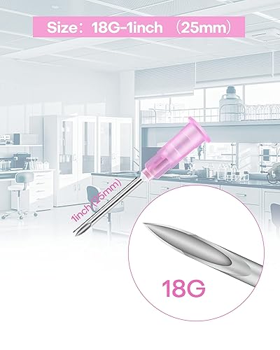 Miniatura 3 de 100pcs 18Ga 1 Inch Needle Luer Lock Accesorios de laboratorio, paquete individual estéril para medición científica, recarga de tintas