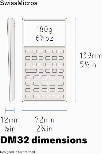 Miniatura 6 de SwissMicros Calculadora científica DM32 RPN - Calculadora programable inspirada en HP-32SII para escuela, universidad, álgebra, geometría, física,