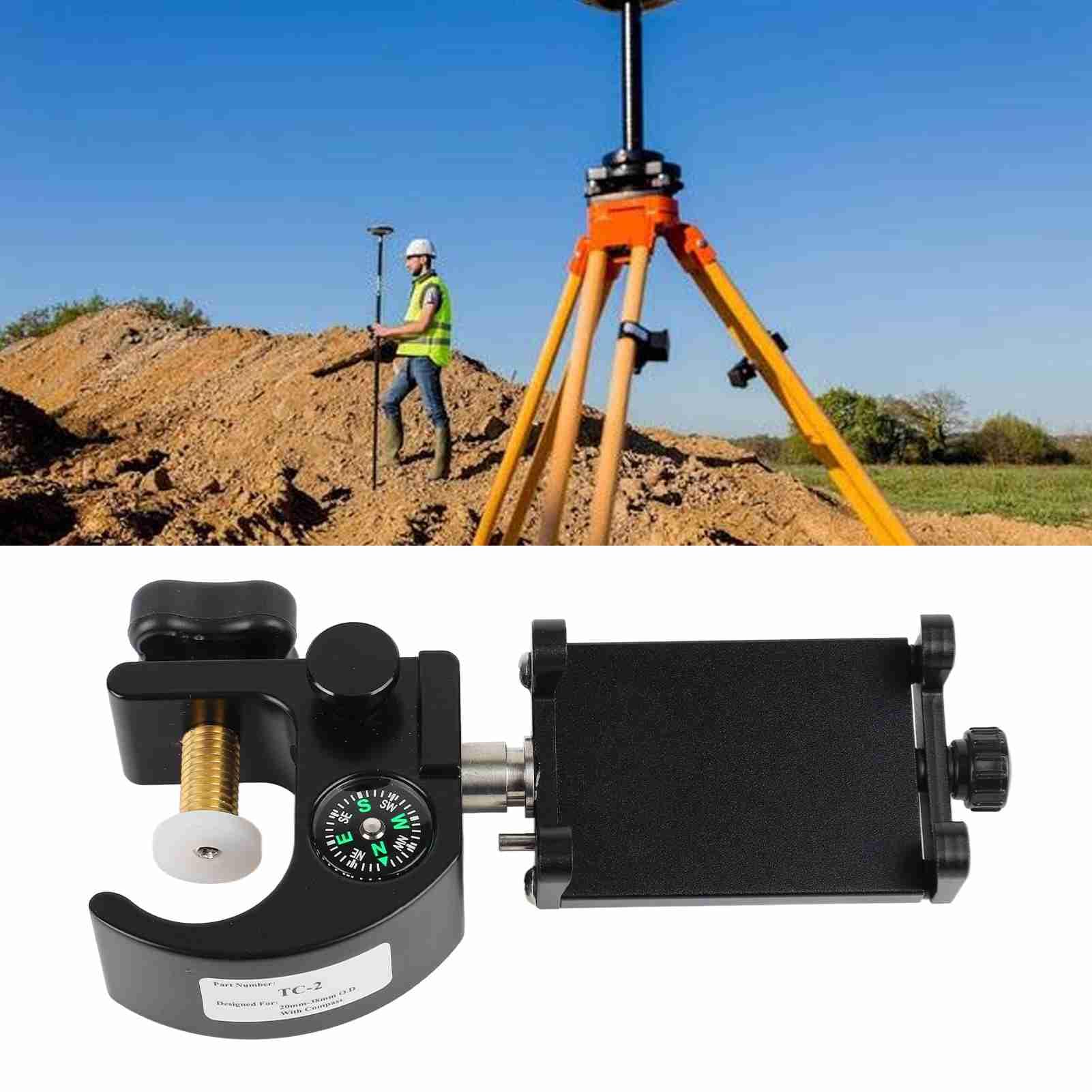 Morsetto per Asta IV Morsetto per Asta per Raccolta Dati con Supporto per Telefono Supporto per RTK Portatile Universale Compatibile con Aste da 32 Mm e 20 Mm