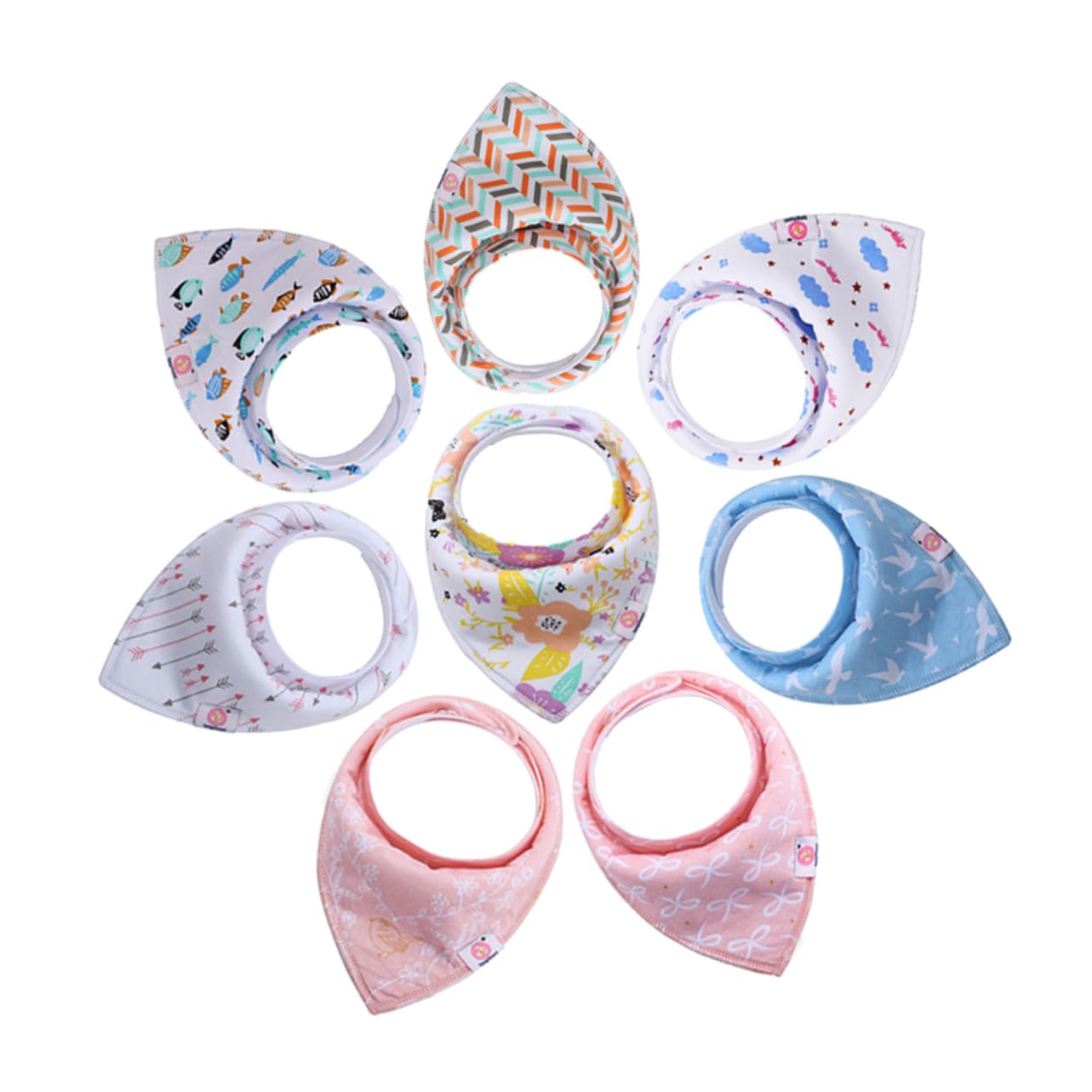 ibasenice Lot de 2 Bavoirs Confortables pour Bébé Lot de 5 en Coton Style Bandana pour Nouveau-nés 8 Pièces
