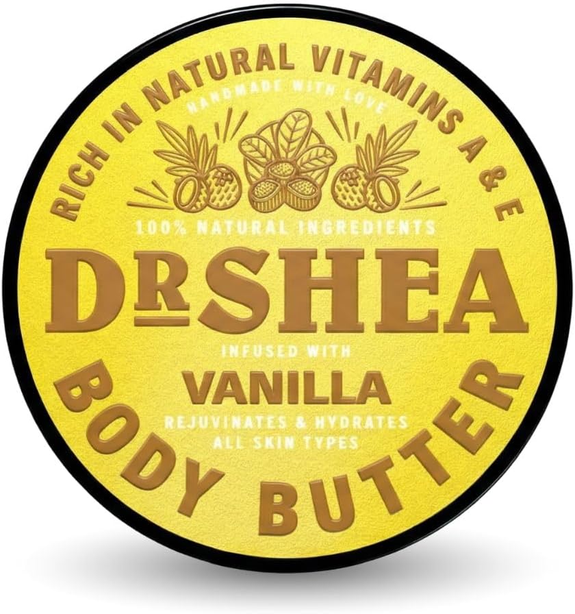 Whipped Vanilla Body Butter (200ml) - Intense 24H Hydration & Firming Glow - 100% Natural Raw Shea Butter & Almond Oil - Warm Vanilla Scent - Vegan Skincare for Dry Skin