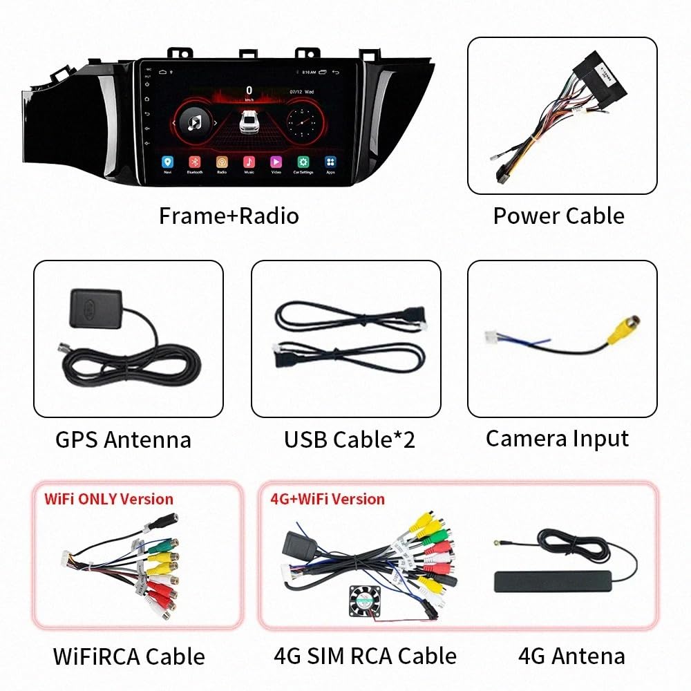 Radio Macchina Touch Screen per Kia RIO 4 X Line 2016-2019 Wireless Carplay Android Auto Stereo Auto Bluetooth Ips con Pantalla Táctil con Gps, 8 Nucleo 4G+64G