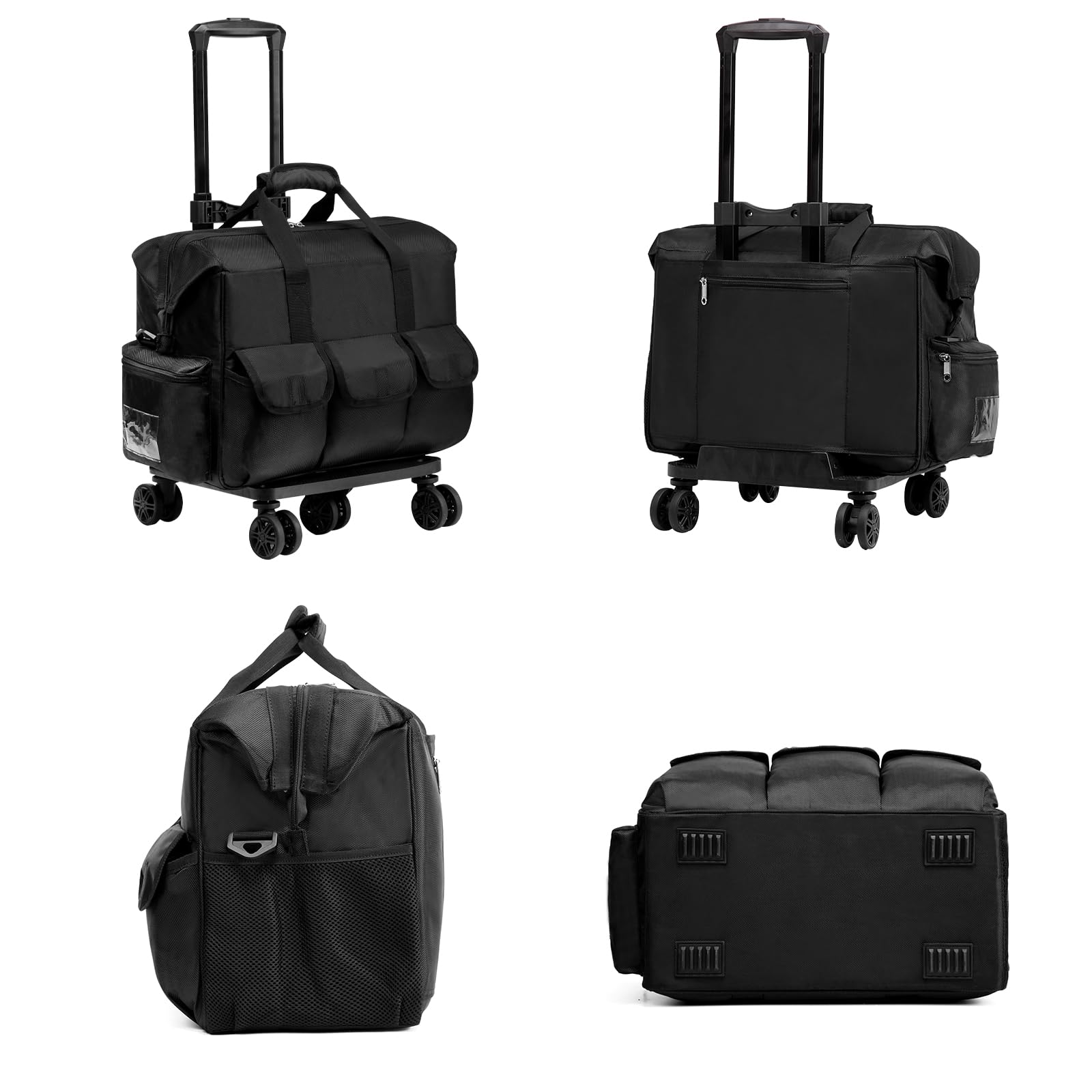 Bolsa de Lona médica con Ruedas para Enfermera, Trabajo, enfermería, clínica, Salud en el hogar, Regalo CNA Nr, Bolsa de Transporte para médicos, EMT EMS Healthcare, Negro -, 18.5 x 10.7 x 13 Inches