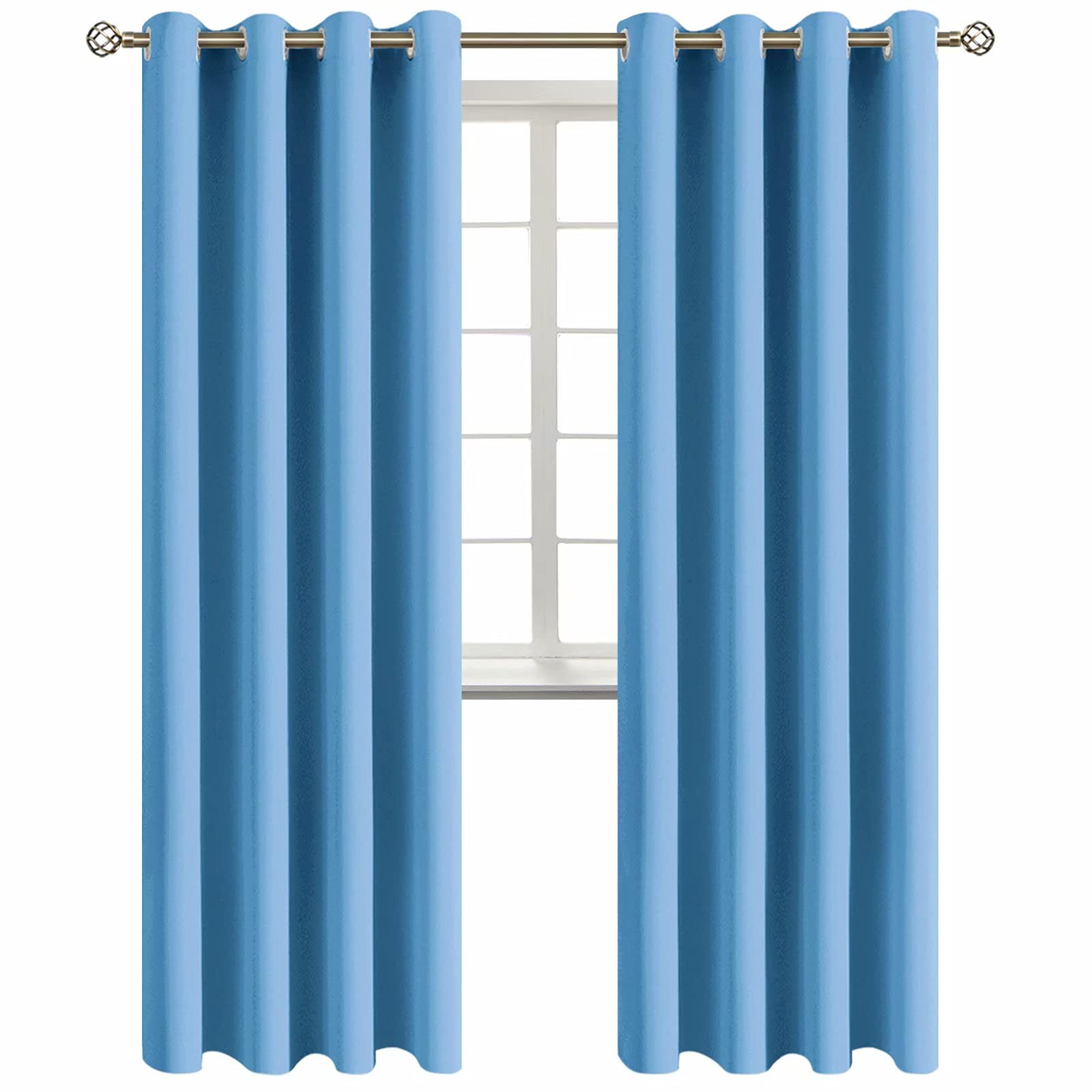 BGment Room Darkening Curtains 84 Inches Long - Grommet Thermal Insulated Drapes Window Treatment Curtains for Bedroom, 2 Panels, 52 x 84 Inch, Sky Blue