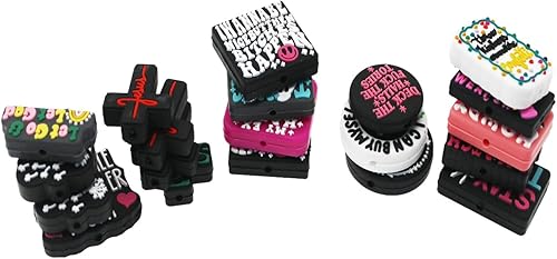 Miniatura 5 de 20 cuentas focales sueltas de silicona, cuentas en forma de calavera de cruz de Halloween, cuentas impresas de letras del alfabeto de silicona,