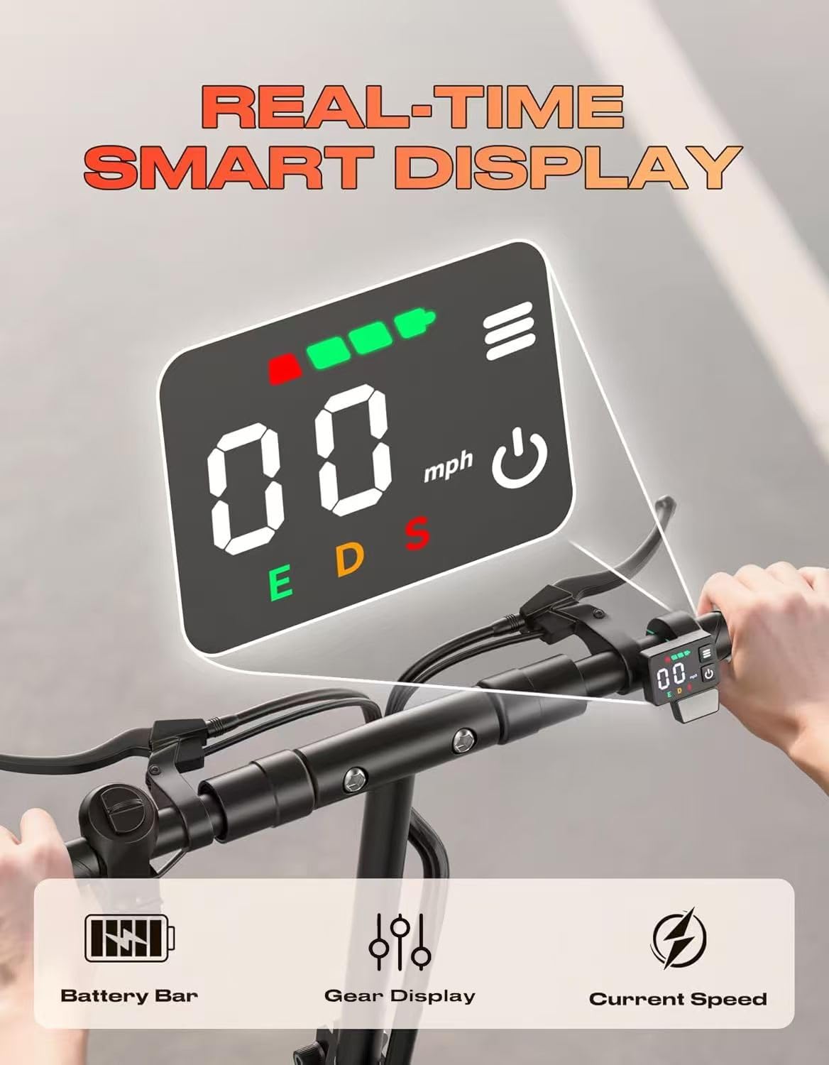 Electric Scooter for Adults with Seat, 1500W Peak Motor, 72 km Range, 40 km/h Top Speed, 48V 13Ah Battery, 136 kg Load Capacity, Dual Disc Brake, 10" Off-Road Foldable E-Scooter for Teens & Adults — view 9