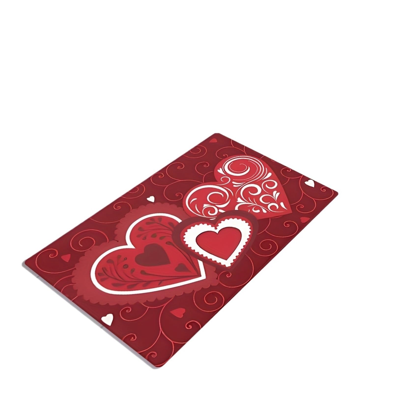 Tapis de sol rouge antidérapant cœur 80x120 cm doux pour salon