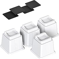 Vista 15 de Paquete de 4 elevadores ajustables para muebles de cama que elevan 3 pulgadas de altura, bloques rectangulares resistentes para sofá, silla, patas