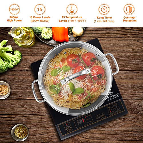 Duxtop 1800W Portable Induction Cooktop, Countertop Burner Included 5.7 Quarts Professional Stainless Steel Cooking Pot With Lid, Heavy Impact-Bonded Bottom #TOP1