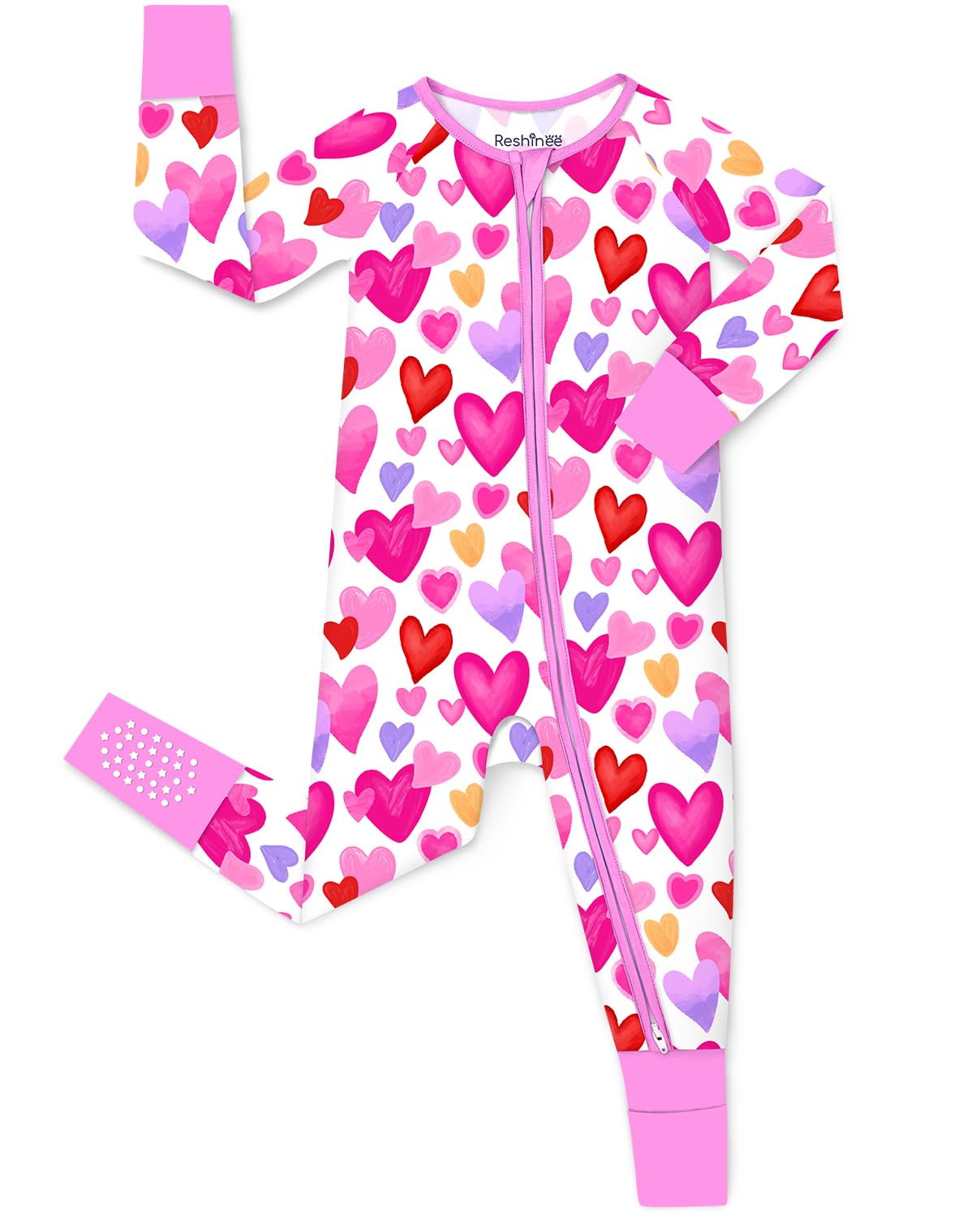 babee Reshinee Viscose Derived from Bamboo Baby Footie Pajamas Convertible Newborn Sleeper for Baby Girl Zipper Onesie 0-24M