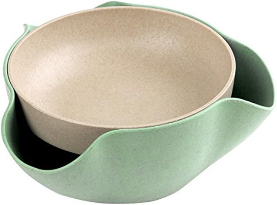Double Dish Pistachios Bowl, Snack Serving Bowl for Peanuts Pistachios Cherries Edamame Fruits Candy (Green)