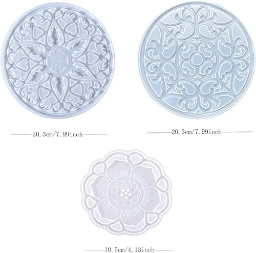 Miniatura 2 de 3 moldes de resina de mandala, 2 moldes de silicona grandes de resina epoxi para resina de geoda, moldes de mandala para resina epoxi de resina para