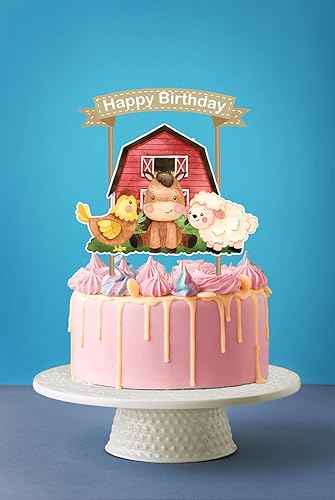 Miniatura 4 de Decoración de pastel de cumpleaños de animales de granja para decoración temática de granero y fiestas